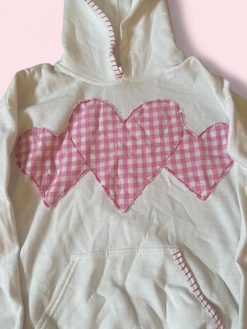 White Patchwork Stitchwork etsy hoodie